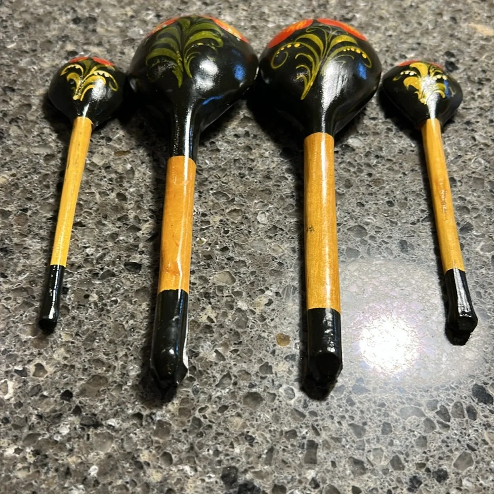 Handmade wooden spoons hand painted set of 4
